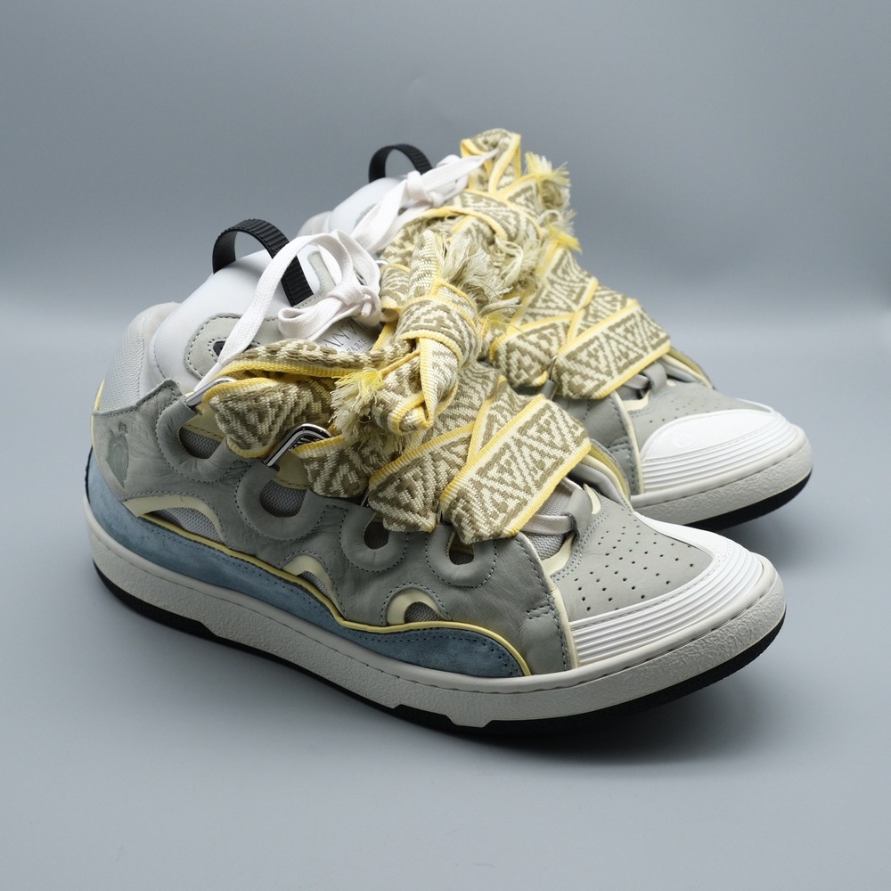 Lanvin Curb Sneakers Mens Size 44 US 11 Grey Blue Yellow Chunky Shoes